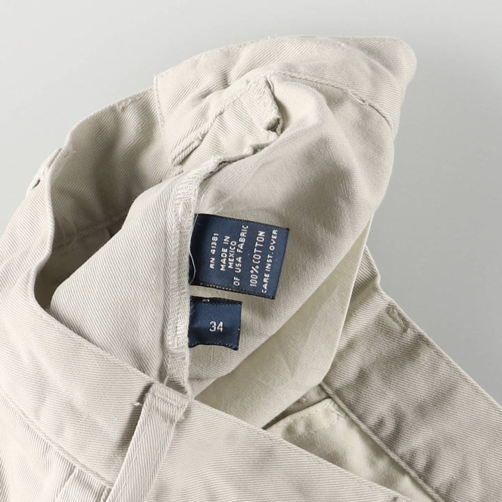 Ralph Lauren POLO by Ralph Lauren ANDREW SHORT Two-pleat chino shorts, short pants, men's size W32 cotton ivory Vintage Second Hand