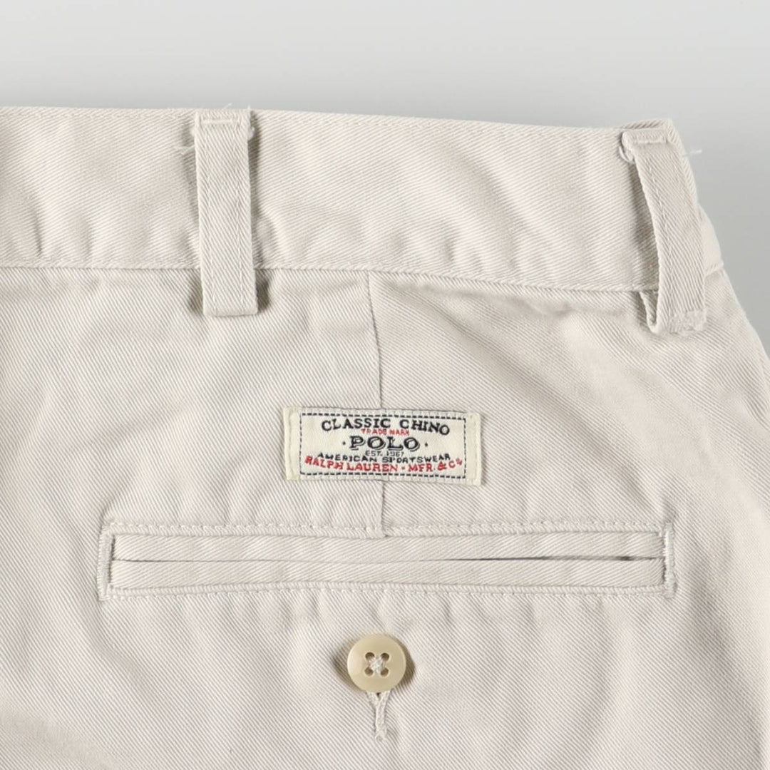 Ralph Lauren POLO by Ralph Lauren ANDREW SHORT Two-pleat chino shorts, short pants, men's size W32 cotton ivory Vintage Second Hand