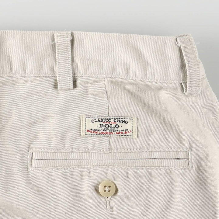 Ralph Lauren POLO by Ralph Lauren ANDREW SHORT Two-pleat chino shorts, short pants, men's size W32 cotton ivory Vintage Second Hand