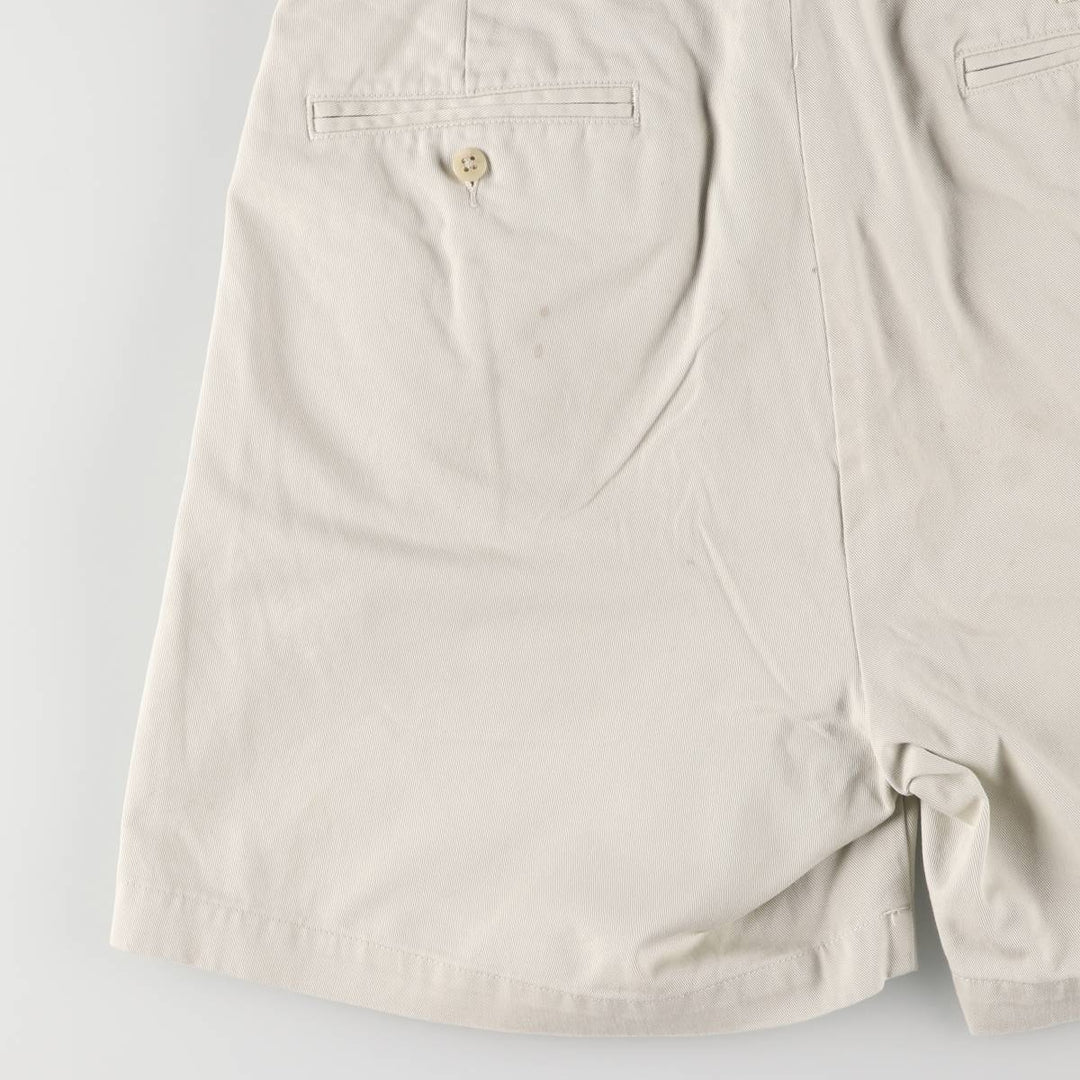 Ralph Lauren POLO by Ralph Lauren ANDREW SHORT Two-pleat chino shorts, short pants, men's size W32 cotton ivory Vintage Second Hand