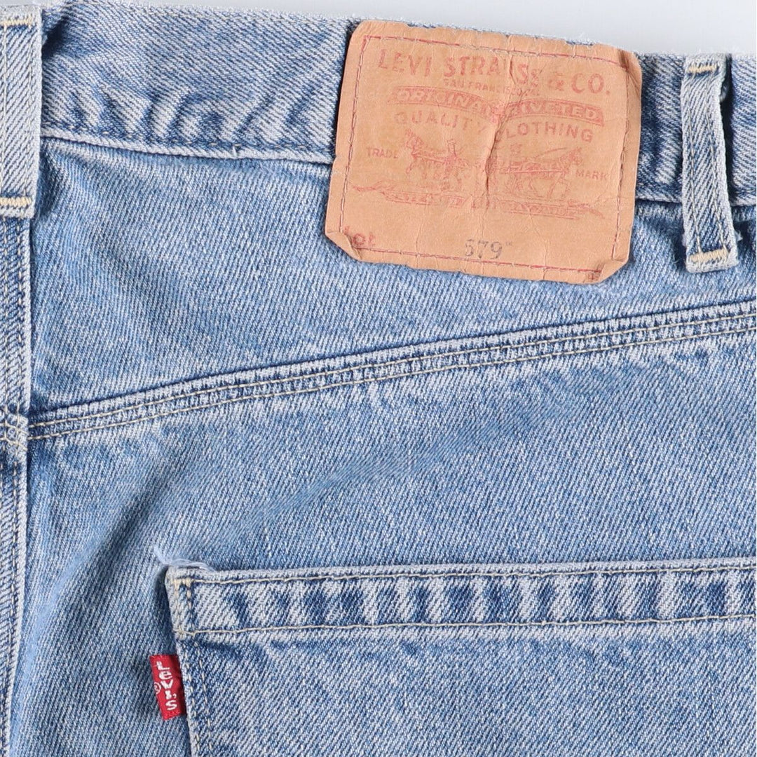00'S Levi's 579 BAGGY FIT straight denim pants for men, size w34 cotton blue type Vintage Second Hand