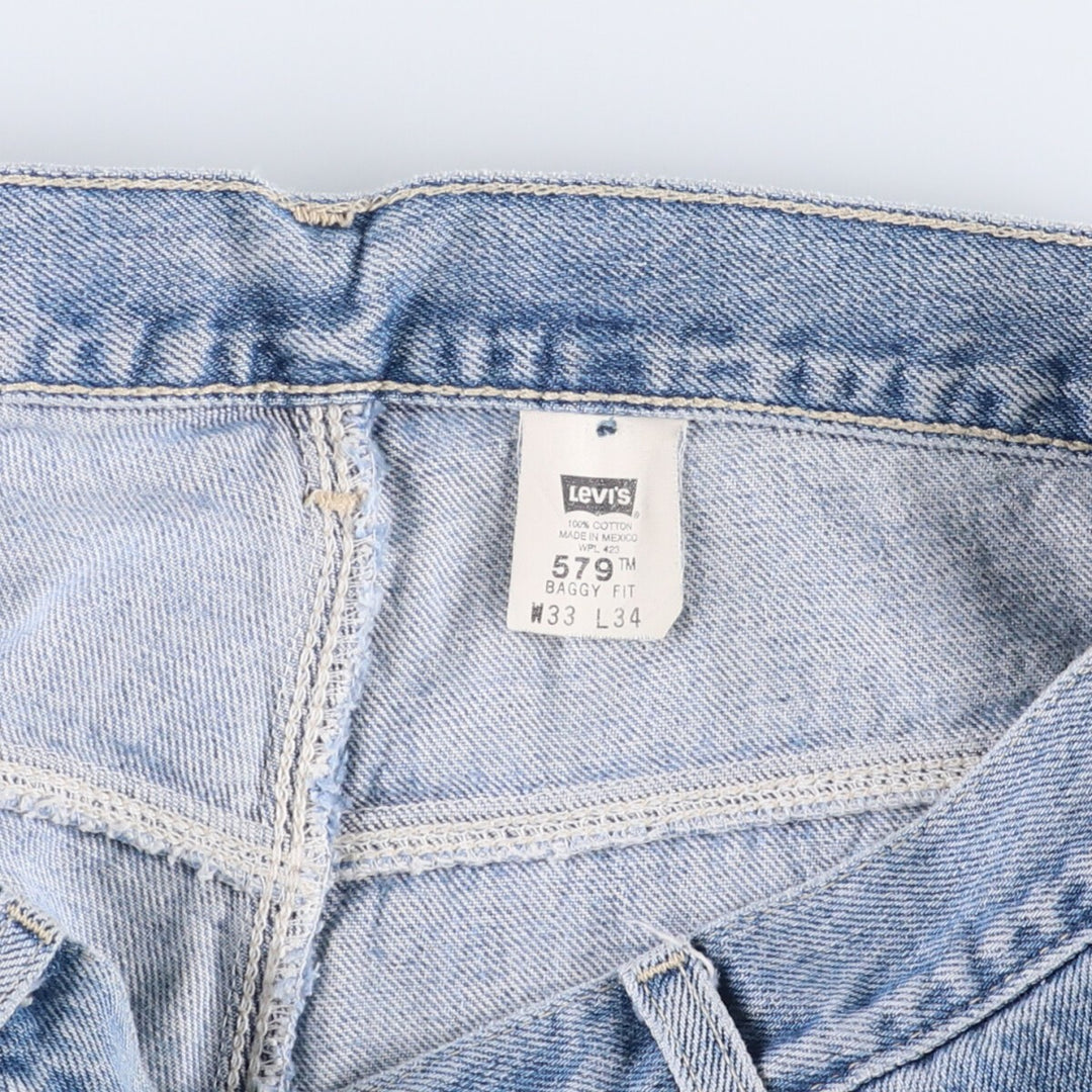00'S Levi's 579 BAGGY FIT straight denim pants for men, size w34 cotton blue type Vintage Second Hand