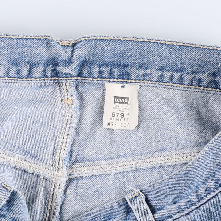 00'S Levi's 579 BAGGY FIT straight denim pants for men, size w34 cotton blue type Vintage Second Hand