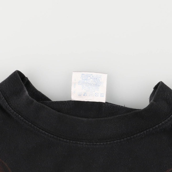 Dog print mock neck animal T-shirt, men's size M cotton black type Vintage Second Hand