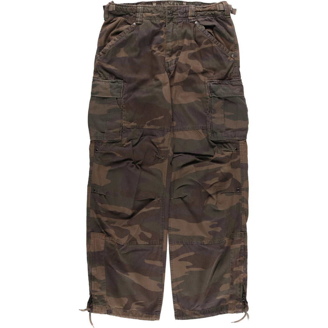 SCHOTT Camouflage Pattern Military Cargo Pants for Men (W34 equivalent) cotton brown type Vintage Second Hand