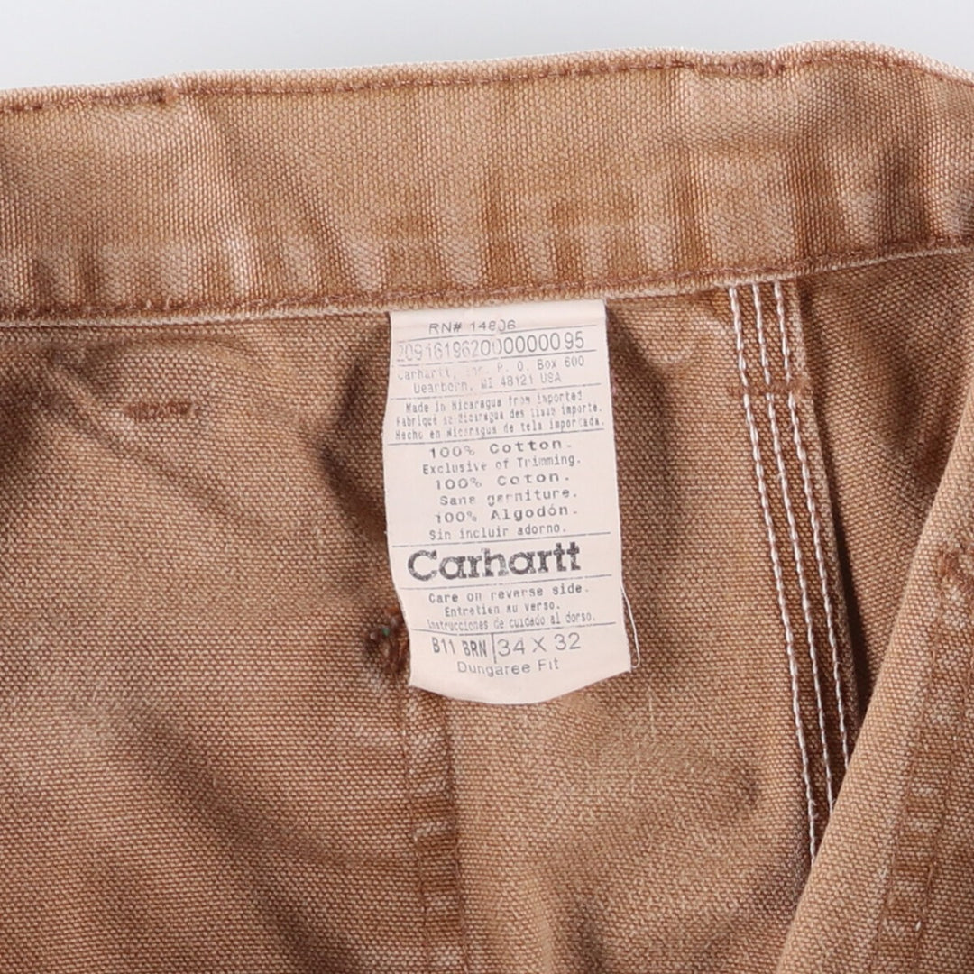 00'S Carhartt Dungaree Fit Duck Painter Pants Men's W35 equivalent cotton Beige type Vintage Second Hand