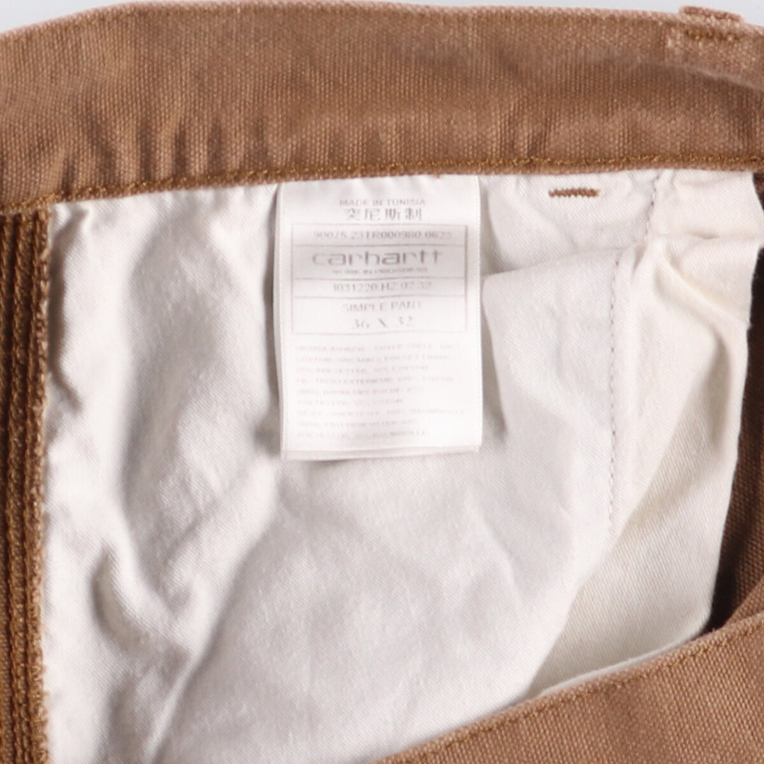 Carhartt SIMPLE PANT Duck Work Pants Men's W37 equivalent Organic cotton brown type Vintage Second Hand