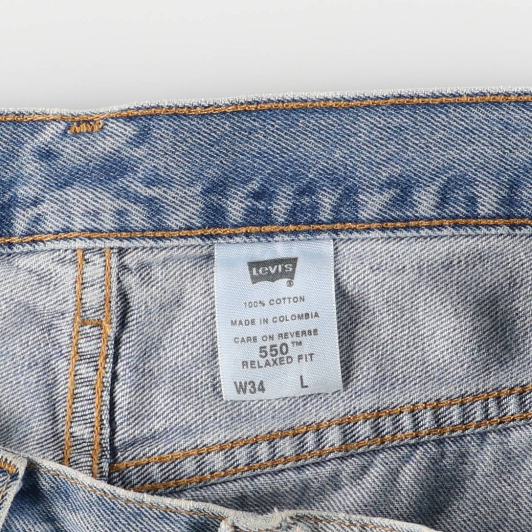 00'S Levi's 550 Relaxed Fit Denim Shorts for Men, Size W34 cotton Blue type light blue Vintage Second Hand
