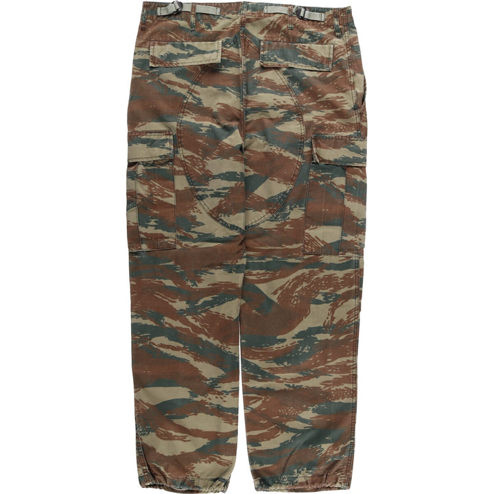 Greek Army Camouflage Pattern Lizard Camo Ripstop Military Cargo Pants, Men's Size W36 polyester Khaki type Vintage Second Hand