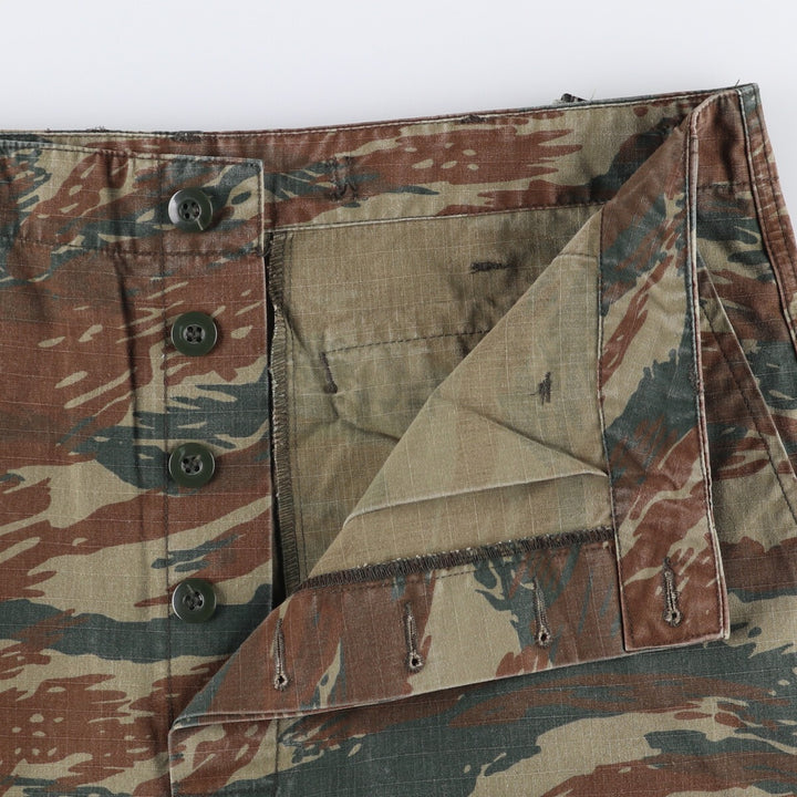 Greek Army Camouflage Pattern Lizard Camo Ripstop Military Cargo Pants, Men's Size W36 polyester Khaki type Vintage Second Hand
