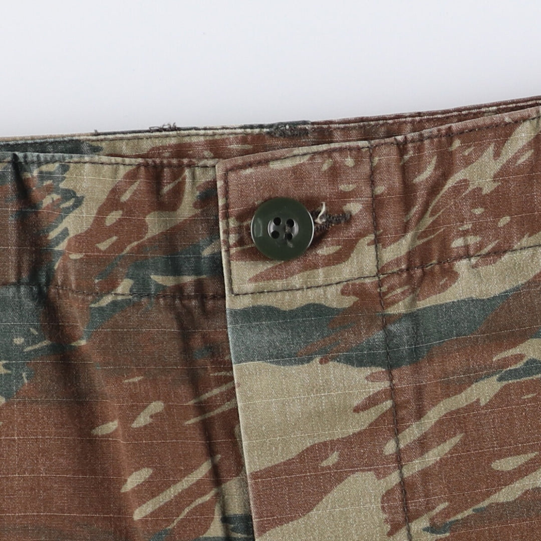 Greek Army Camouflage Pattern Lizard Camo Ripstop Military Cargo Pants, Men's Size W36 polyester Khaki type Vintage Second Hand