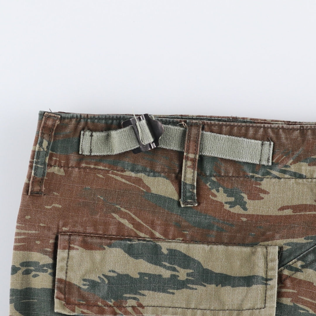 Greek Army Camouflage Pattern Lizard Camo Ripstop Military Cargo Pants, Men's Size W36 polyester Khaki type Vintage Second Hand