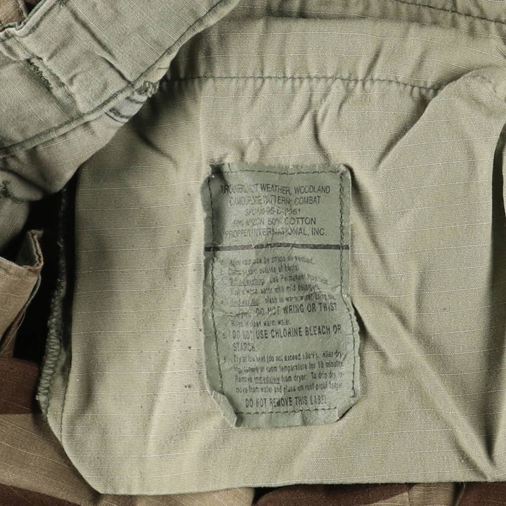90'S US Military Genuine Woodland Camo Ripstop Military Cargo Pants Combat Pants Made in USA LARGE-REGULAR Nylon Khaki type Vintage Second Hand