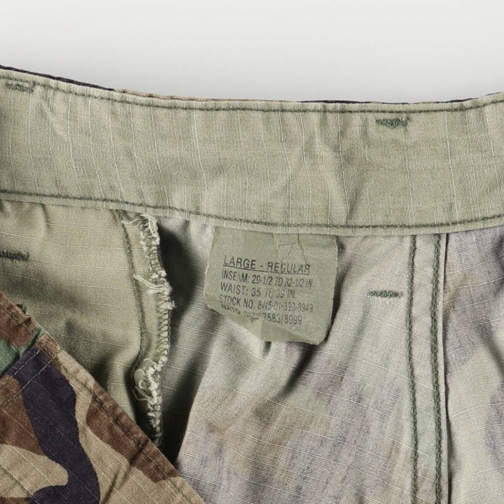 90'S US Military Genuine Woodland Camo Ripstop Military Cargo Pants Combat Pants Made in USA LARGE-REGULAR Nylon Khaki type Vintage Second Hand