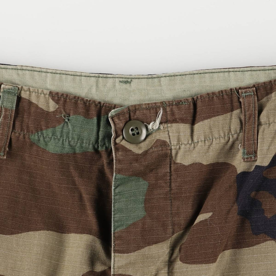 90'S US Military Genuine Woodland Camo Ripstop Military Cargo Pants Combat Pants Made in USA LARGE-REGULAR Nylon Khaki type Vintage Second Hand