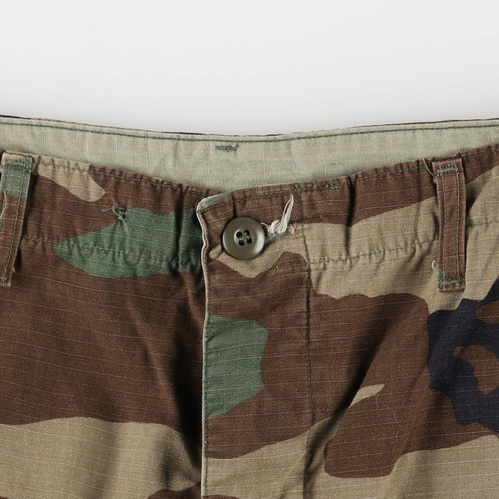 90'S US Military Genuine Woodland Camo Ripstop Military Cargo Pants Combat Pants Made in USA LARGE-REGULAR Nylon Khaki type Vintage Second Hand
