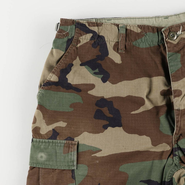 90'S US Military Genuine Woodland Camo Ripstop Military Cargo Pants Combat Pants Made in USA LARGE-REGULAR Nylon Khaki type Vintage Second Hand