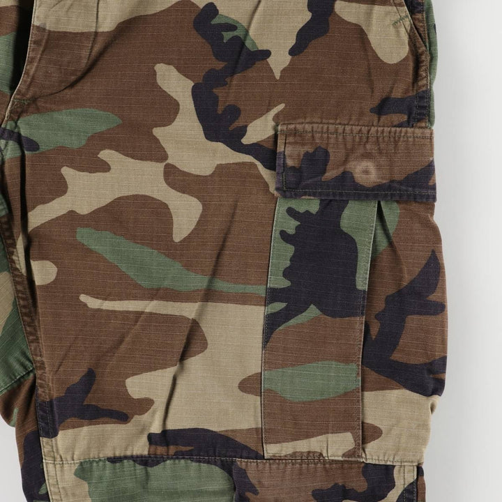90'S US Military Genuine Woodland Camo Ripstop Military Cargo Pants Combat Pants Made in USA LARGE-REGULAR Nylon Khaki type Vintage Second Hand