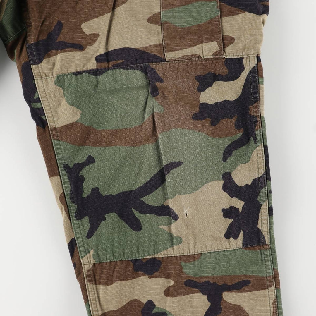 90'S US Military Genuine Woodland Camo Ripstop Military Cargo Pants Combat Pants Made in USA LARGE-REGULAR Nylon Khaki type Vintage Second Hand