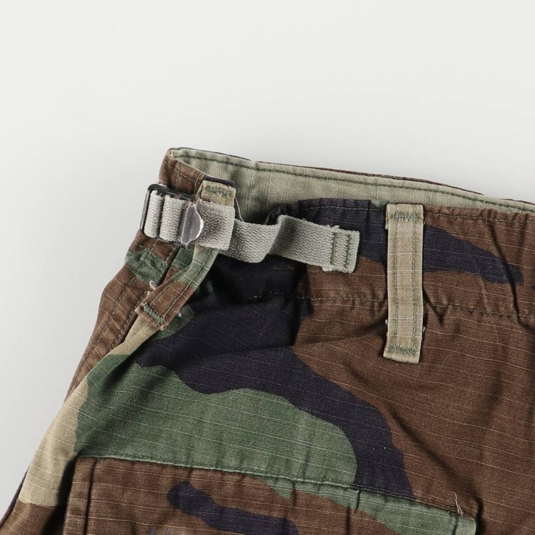 90'S US Military Genuine Woodland Camo Ripstop Military Cargo Pants Combat Pants Made in USA LARGE-REGULAR Nylon Khaki type Vintage Second Hand