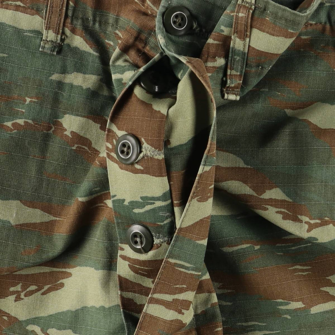 Greek Army Camouflage Pattern Lizard Camo Ripstop Military Cargo Pants, Size M, Men's, W34 (equivalent) polyester Khaki type Vintage Second Hand