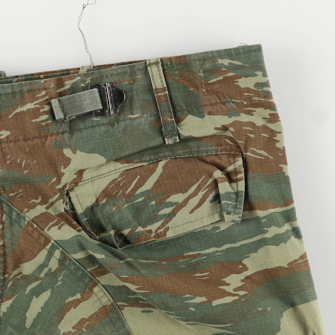Greek Army Camouflage Pattern Lizard Camo Ripstop Military Cargo Pants, Size M, Men's, W34 (equivalent) polyester Khaki type Vintage Second Hand