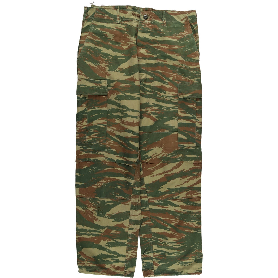 Greek Army Camouflage Pattern Lizard Camo Military Cargo Pants, Men's Size M (equivalent to W37) polyester Khaki type Vintage Second Hand