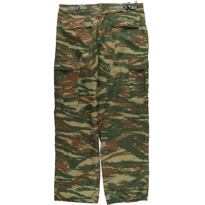 Greek Army Camouflage Pattern Lizard Camo Military Cargo Pants, Men's Size M (equivalent to W37) polyester Khaki type Vintage Second Hand