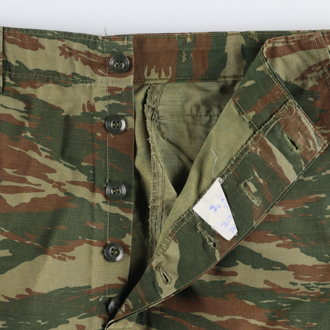 Greek Army Camouflage Pattern Lizard Camo Military Cargo Pants, Men's Size M (equivalent to W37) polyester Khaki type Vintage Second Hand