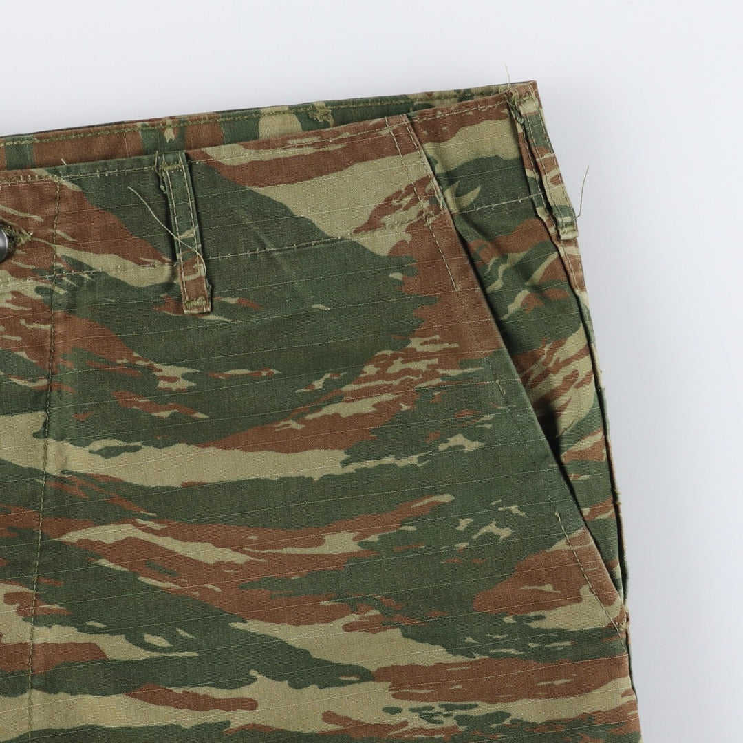 Greek Army Camouflage Pattern Lizard Camo Military Cargo Pants, Men's Size M (equivalent to W37) polyester Khaki type Vintage Second Hand