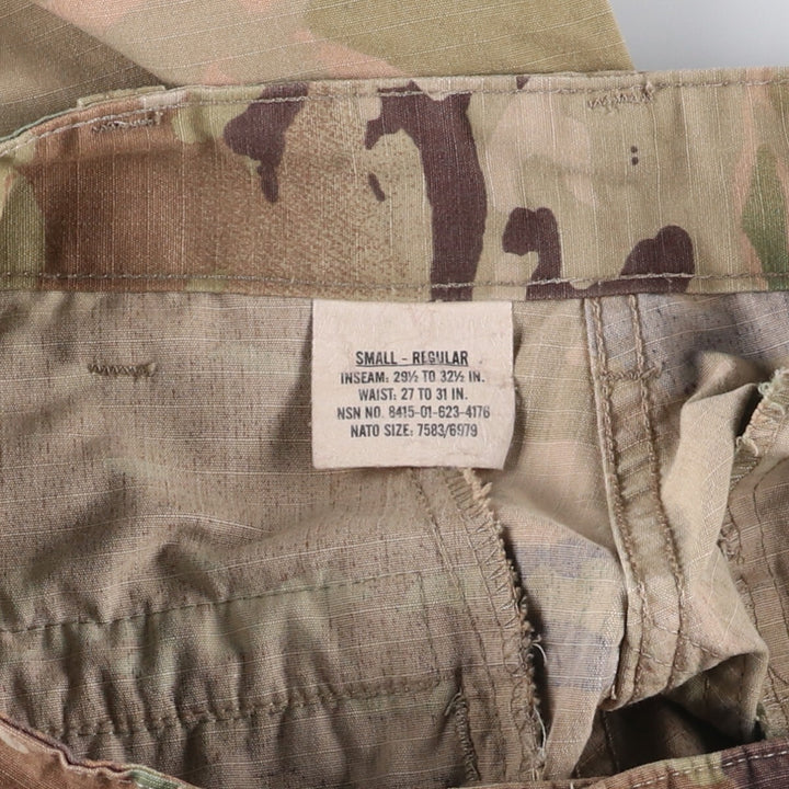 Genuine US military camouflage pattern multicam camo ripstop military cargo pants combat pants made in USA SMALL-REGULAR Nylon Khaki type Vintage Second Hand