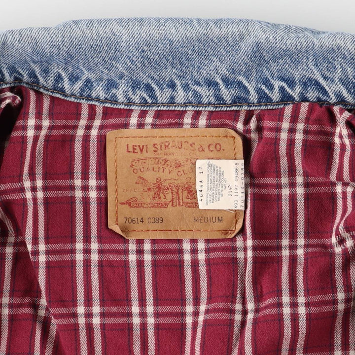 90'S Levi's 70614-0389 Denim Jacket, Men's Size Medium, Vintage cotton blue type Vintage Second Hand