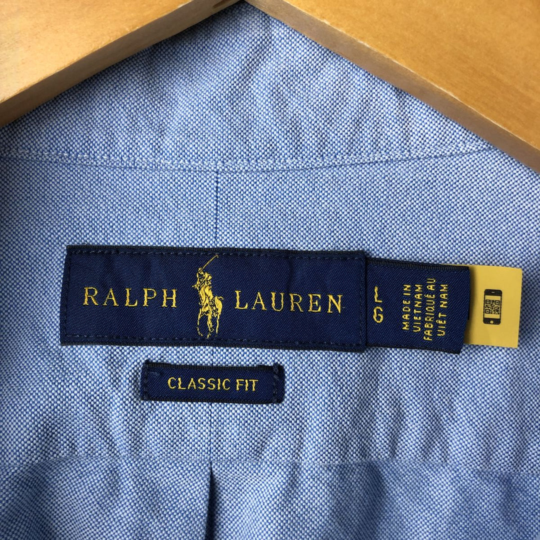 Ralph Lauren Classic Fit Long Sleeve Button Down Shirt, Men's Size L cotton Blue type light blue Vintage Second Hand