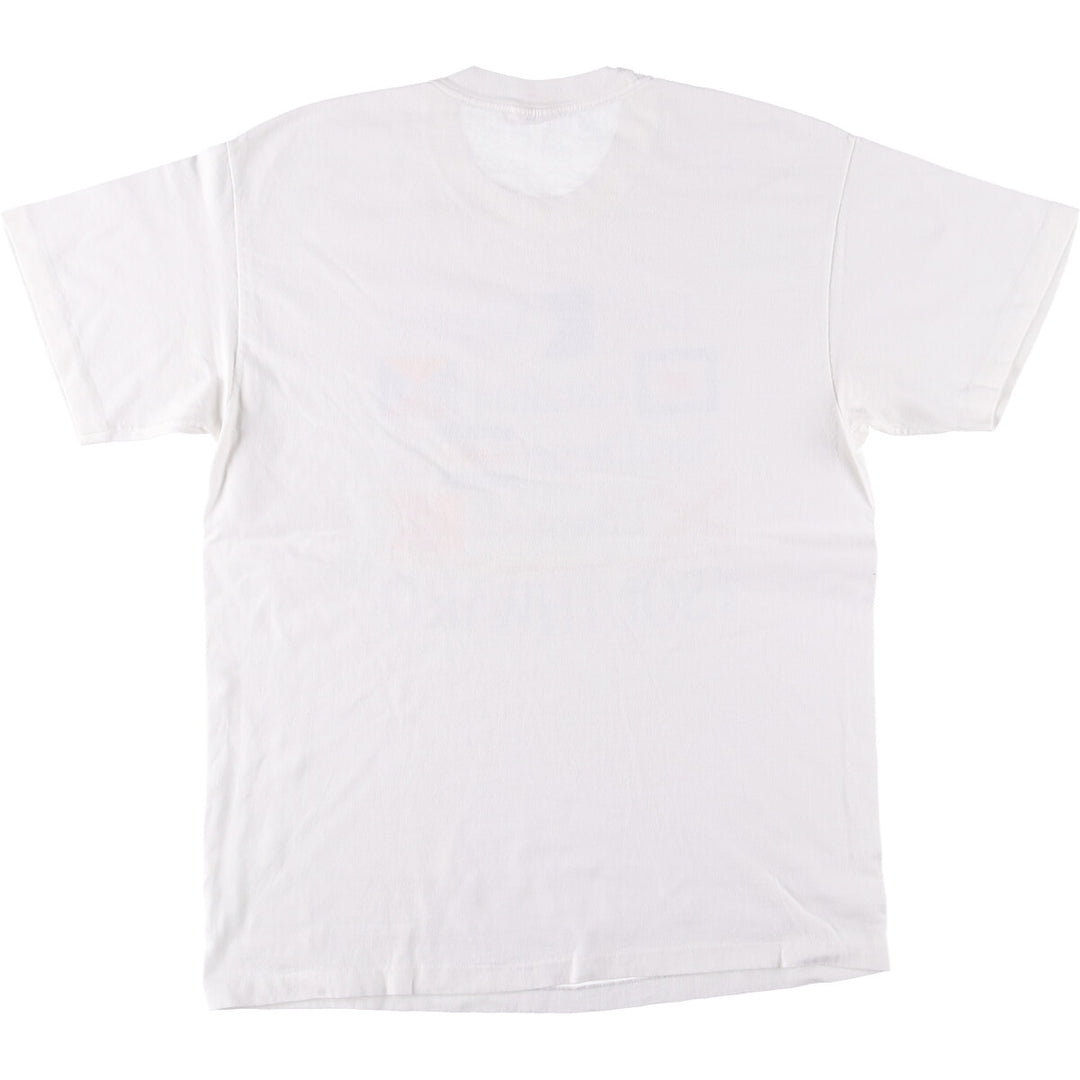 Vintage 90'S Hanes Heavyweight Printed T-shirt, Made in USA, Men's L size cotton white type Vintage Second Hand