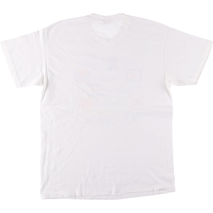 Vintage 90'S Hanes Heavyweight Printed T-shirt, Made in USA, Men's L size cotton white type Vintage Second Hand