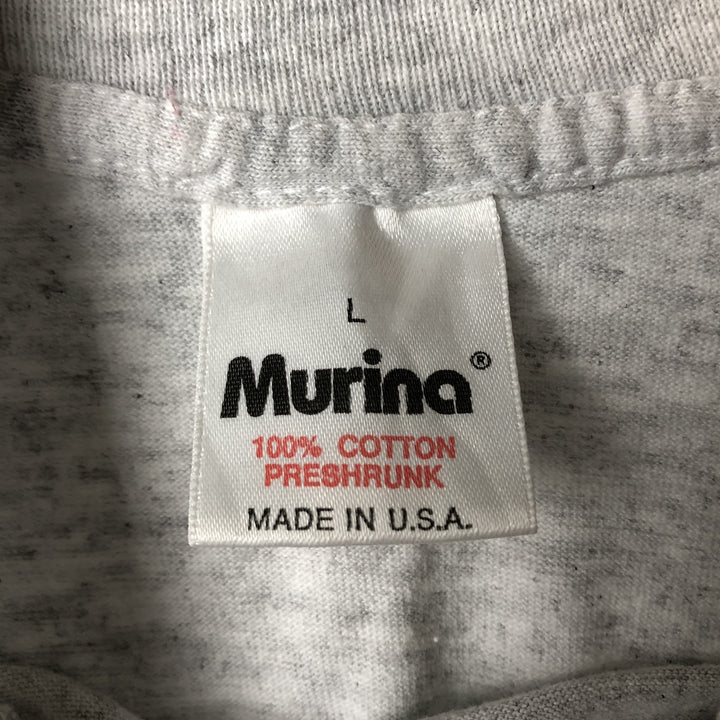 Vintage 90'S Murina high-neck message print T-shirt, made in the USA, size L, men's cotton gray type Vintage Second Hand