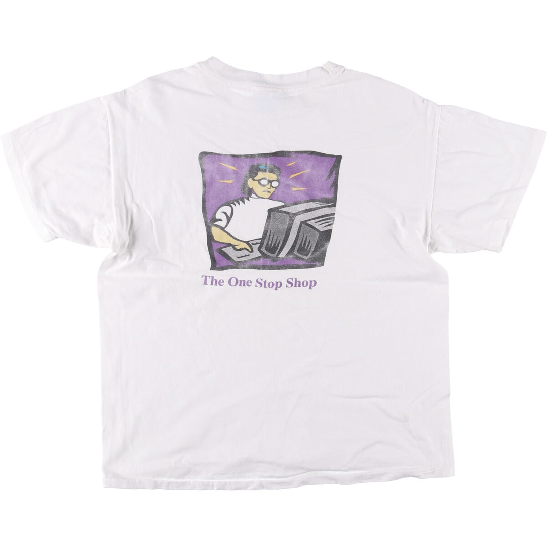 90'S Hanes SYNOPSYS BEEFY-T Advertising T-Shirt, Made in USA, Men's Size L cotton white type Vintage Second Hand