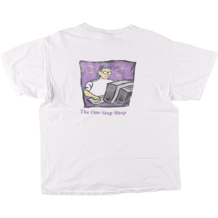 90'S Hanes SYNOPSYS BEEFY-T Advertising T-Shirt, Made in USA, Men's Size L cotton white type Vintage Second Hand