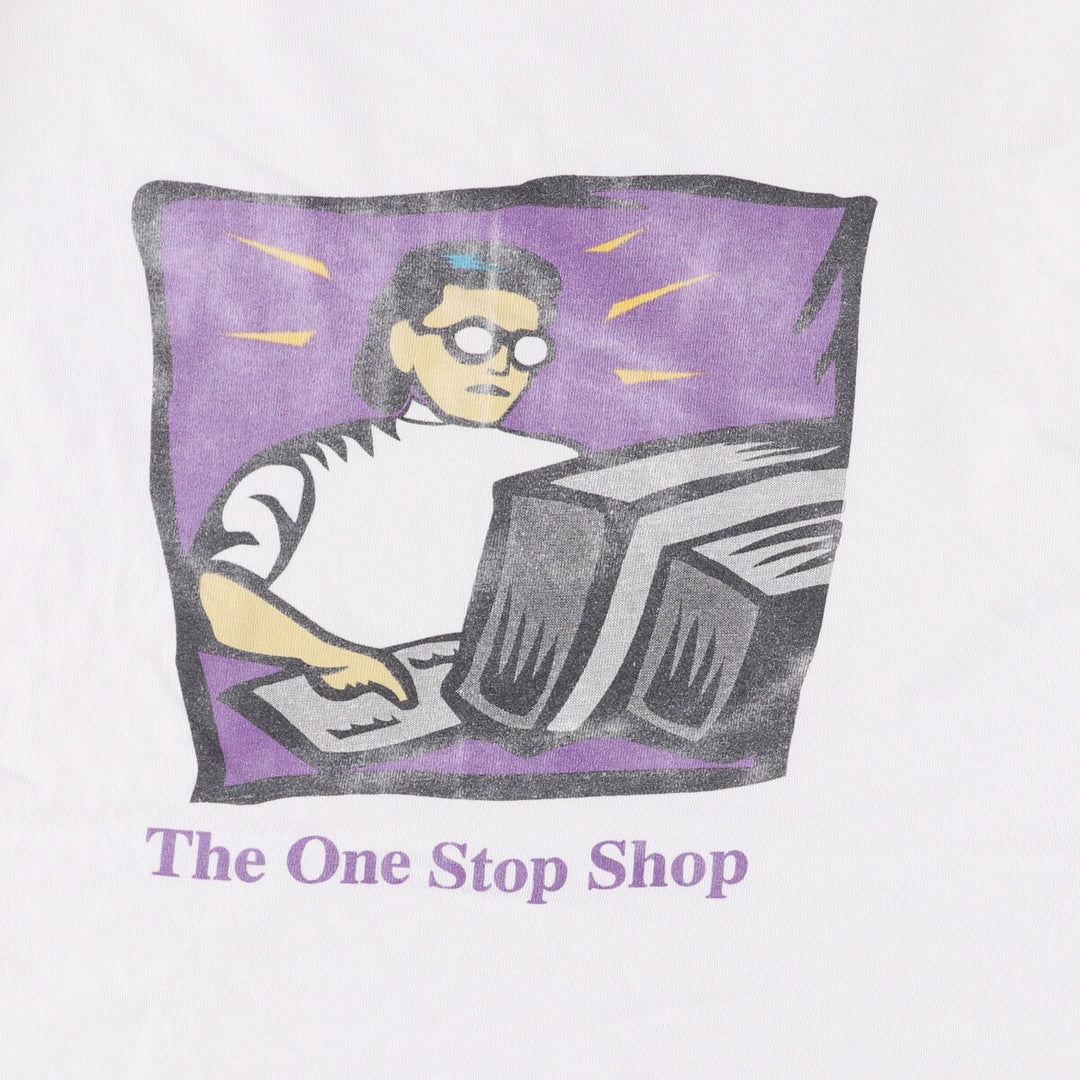 90'S Hanes SYNOPSYS BEEFY-T Advertising T-Shirt, Made in USA, Men's Size L cotton white type Vintage Second Hand