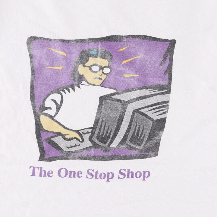 90'S Hanes SYNOPSYS BEEFY-T Advertising T-Shirt, Made in USA, Men's Size L cotton white type Vintage Second Hand