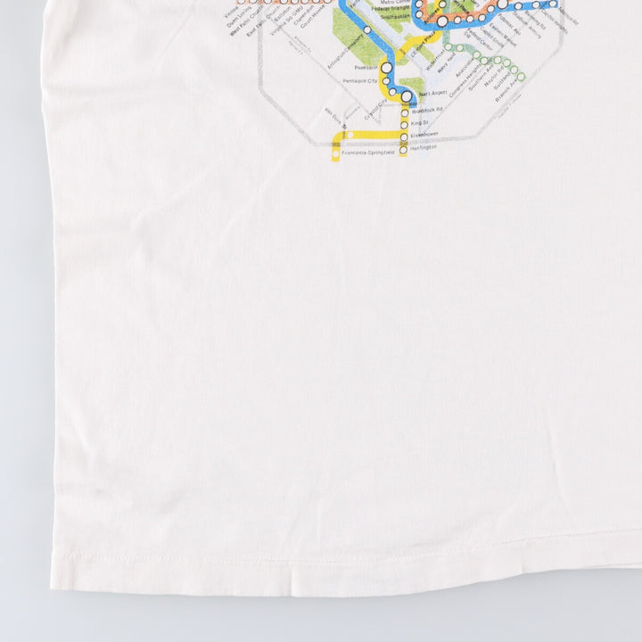 90'S Fruit of the Loom Washington Metro Print T-Shirt, Made in USA, Men's XL, Vintage cotton white type Vintage Second Hand