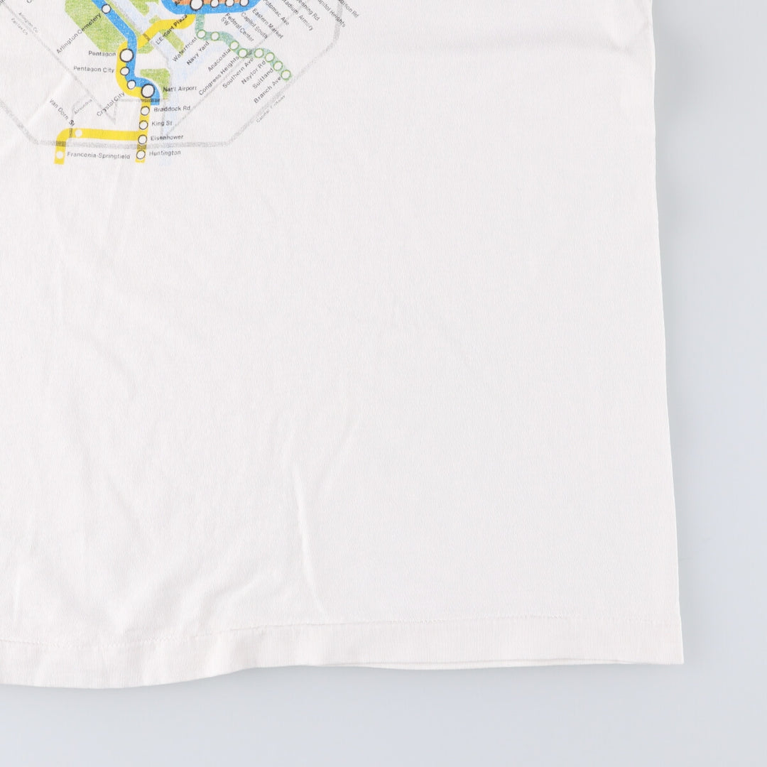 90'S Fruit of the Loom Washington Metro Print T-Shirt, Made in USA, Men's XL, Vintage cotton white type Vintage Second Hand