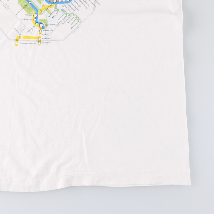 90'S Fruit of the Loom Washington Metro Print T-Shirt, Made in USA, Men's XL, Vintage cotton white type Vintage Second Hand