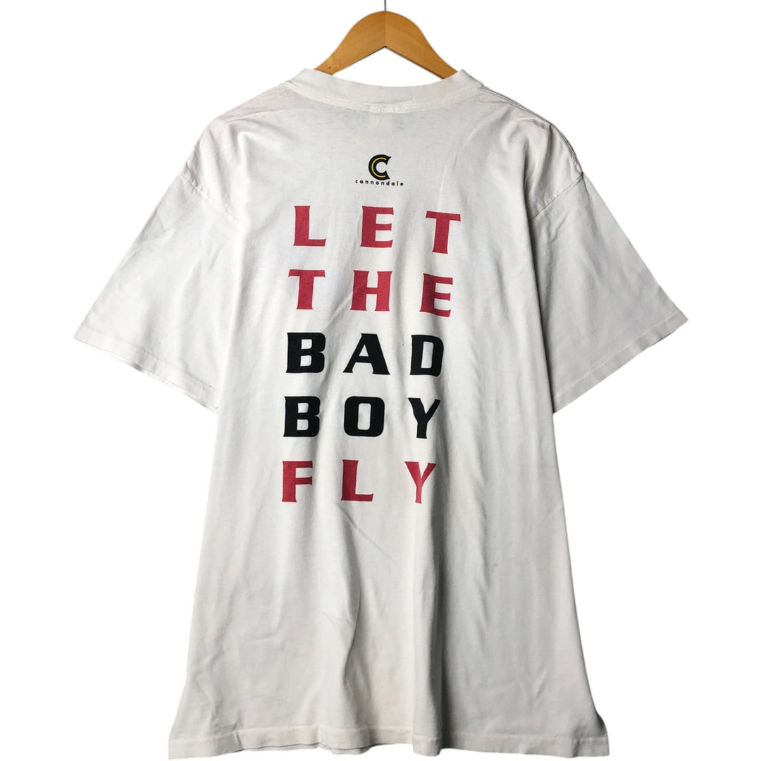 90'S Cannondale BAD BOY Parody Advertising T-Shirt, Made in USA, Men's XL cotton white type Vintage Second Hand