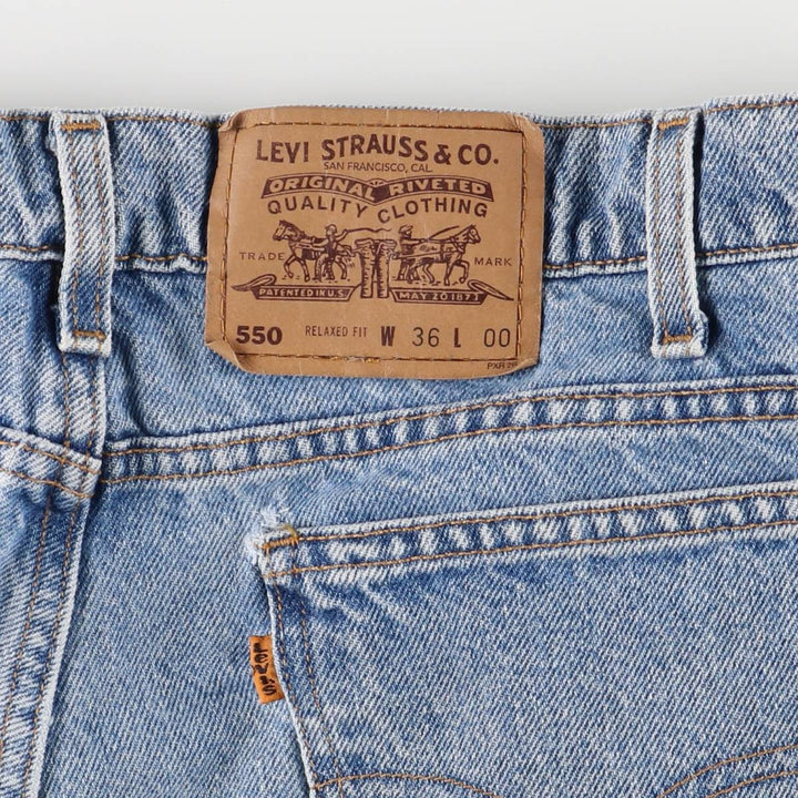 90'S Vintage Levi's 550 Relaxed Fit Denim Shorts with Orange Tab, Men's Size 36 cotton blue type Vintage Second Hand