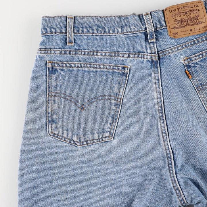 90'S Vintage Levi's 550 Relaxed Fit Denim Shorts with Orange Tab, Men's Size 36 cotton blue type Vintage Second Hand