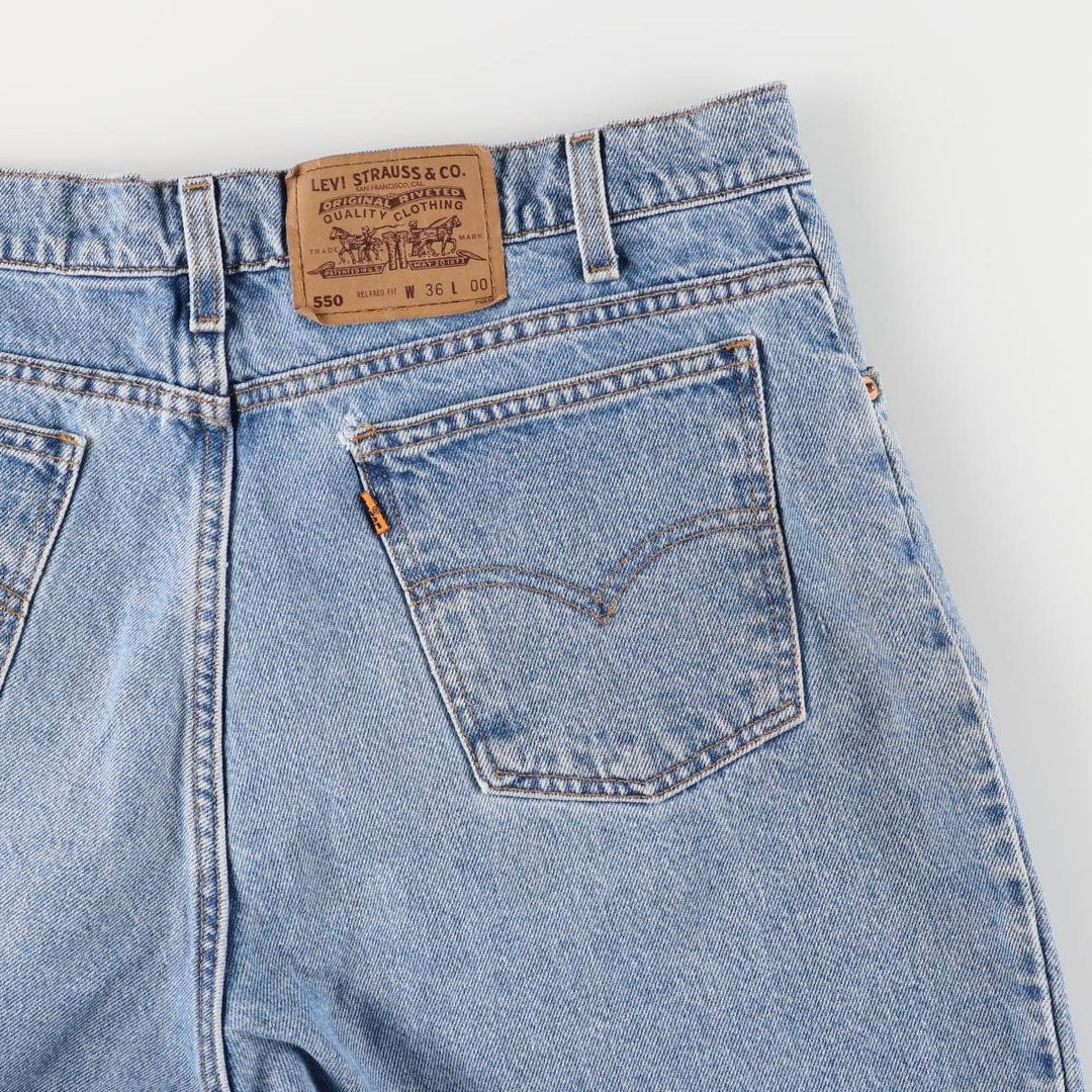 90'S Vintage Levi's 550 Relaxed Fit Denim Shorts with Orange Tab, Men's Size 36 cotton blue type Vintage Second Hand