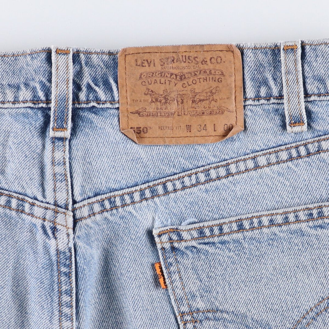 90'S Levi's 550 Relaxed Fit Orange Tab Denim Shorts, Half Pants, Jorts, Men's, W32, Vintage cotton blue type Vintage Second Hand