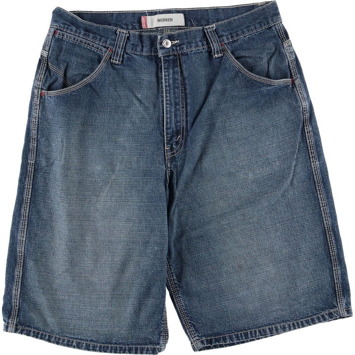 Levi's WORKER denim shorts, half pants, jorts, men's size w34 cotton blue type Vintage Second Hand