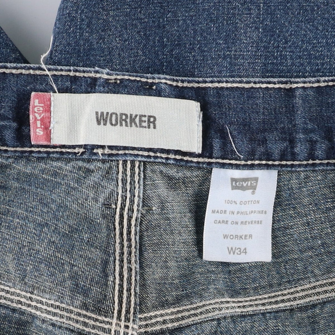 Levi's WORKER denim shorts, half pants, jorts, men's size w34 cotton blue type Vintage Second Hand
